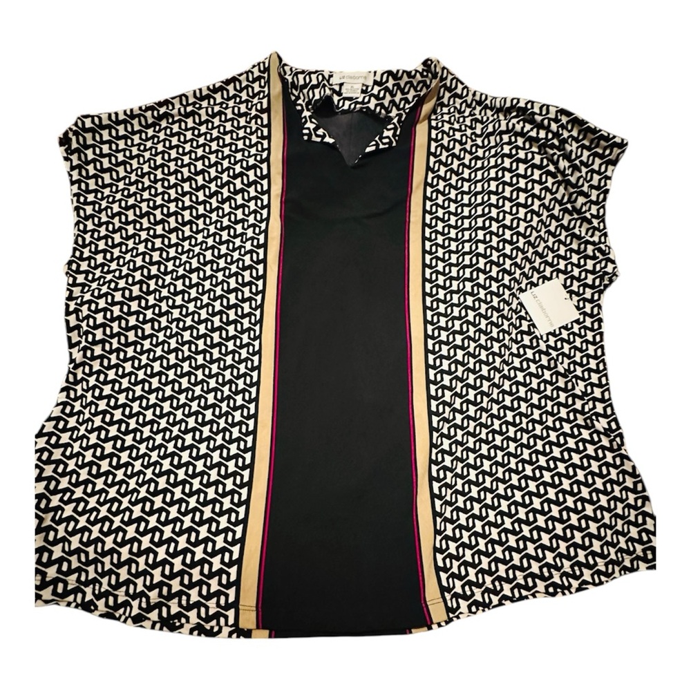 Liz Claiborne Black & white blouse Size XL NWT